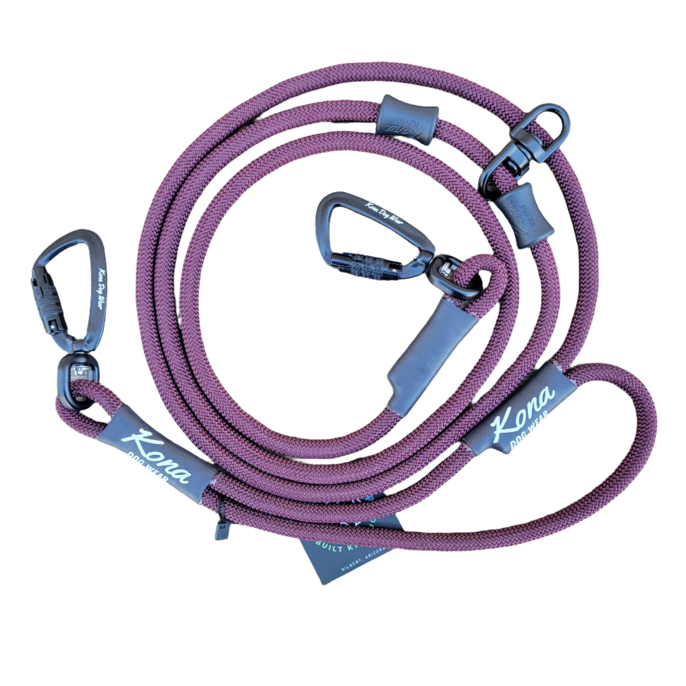 Laisse en corde mains libres framboise bleue