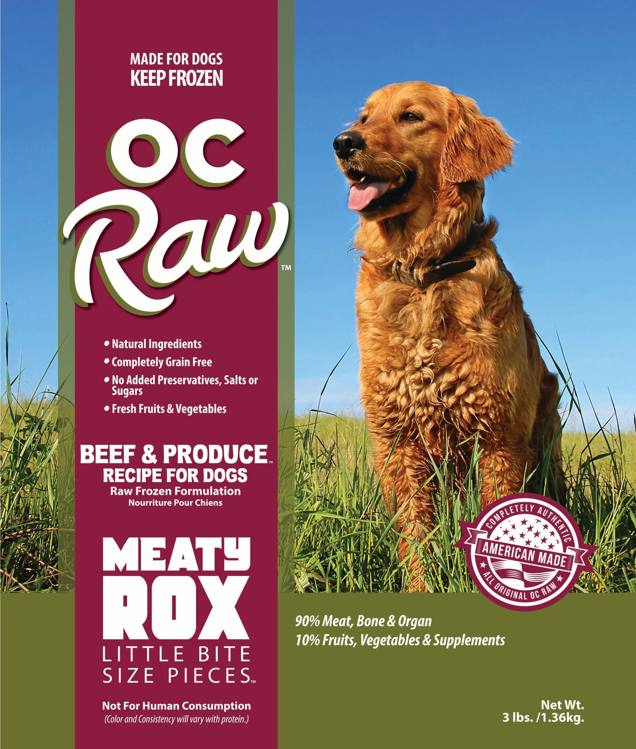 OC Raw Frozen Raw Dog Food - Beef