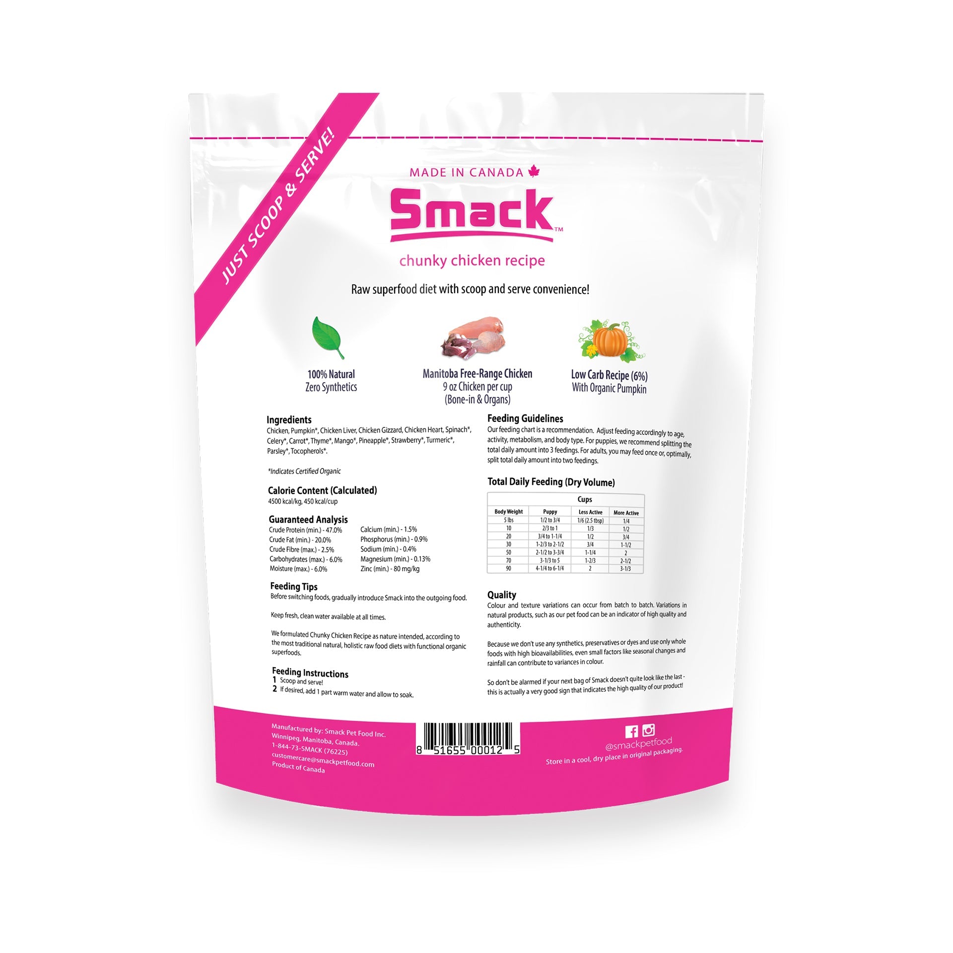 Smack Dehydrated Raw Dog Food - Chunky Chicken