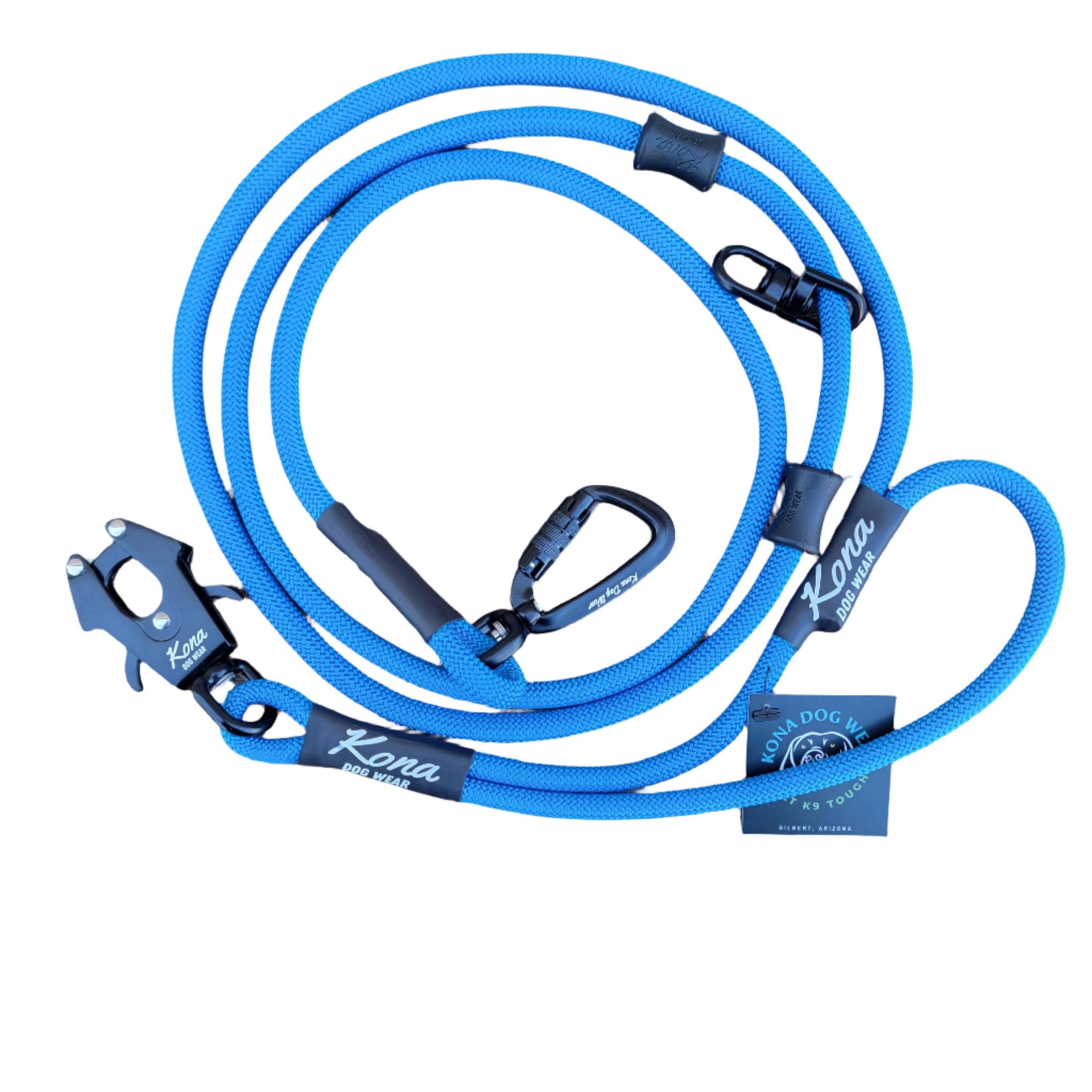 Laisse en corde mains libres framboise bleue