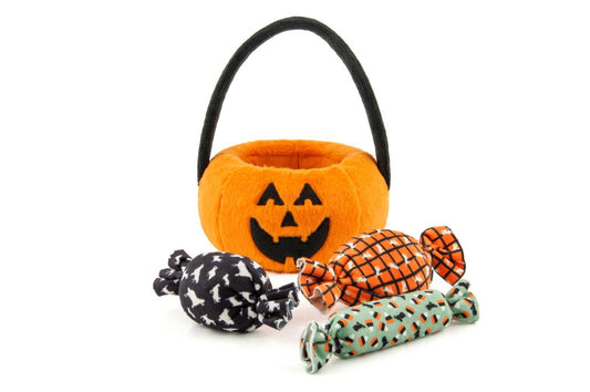 Howl-o-ween Pumpkin Basket Plush Dog Toy