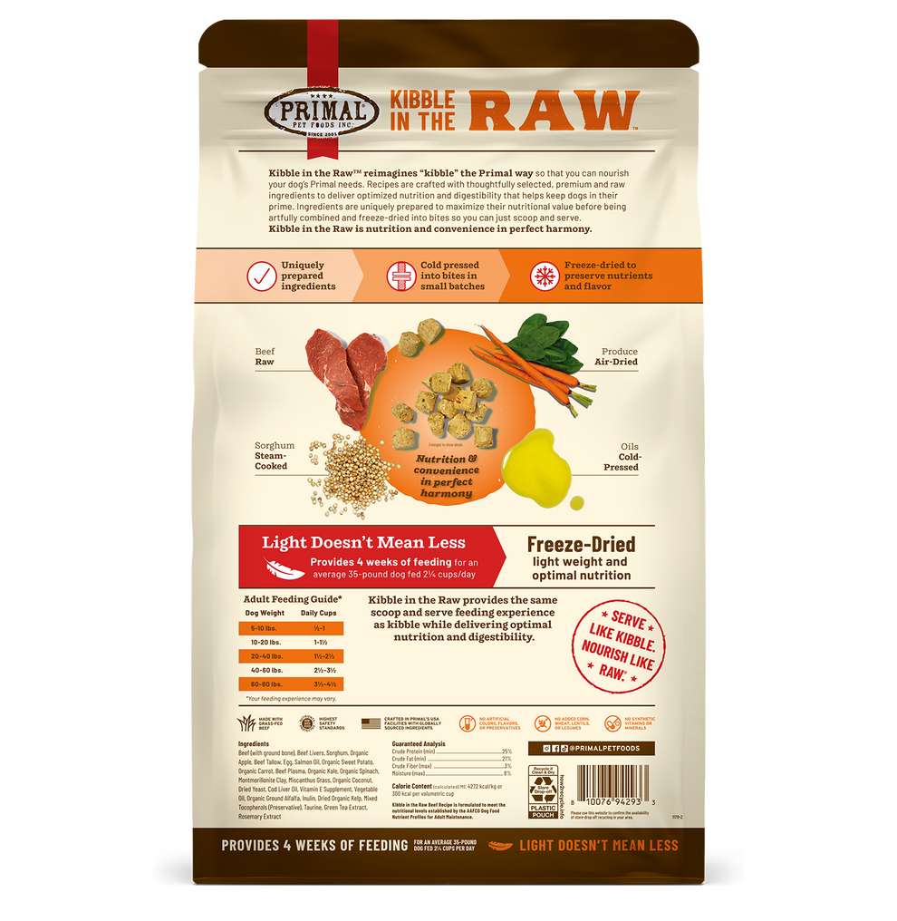 Primal Kibble in the Raw Freeze Dried Dog Food