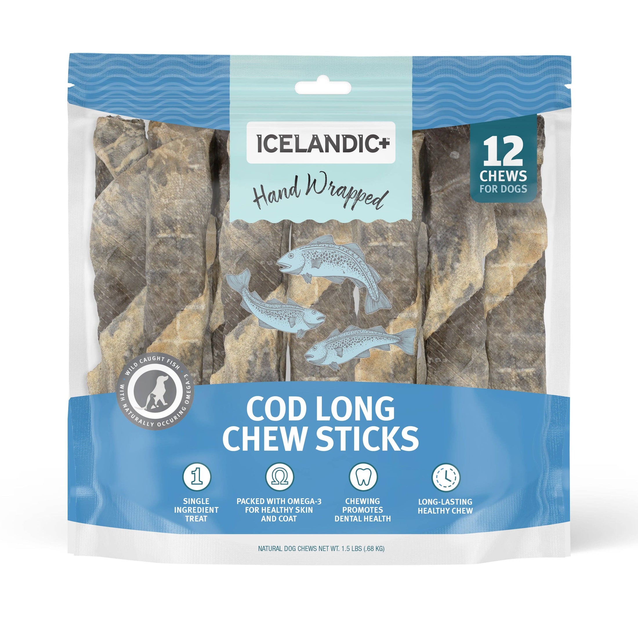 Icelandic+ Cod Skin 10" Long Chew Stick