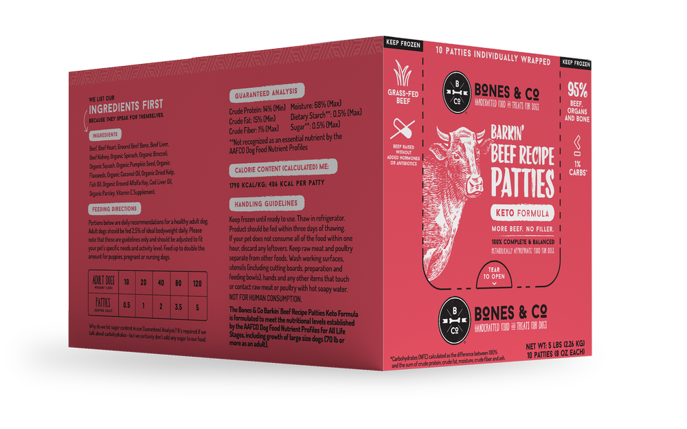 Bones & Co Frozen Raw Dog Food - Beef