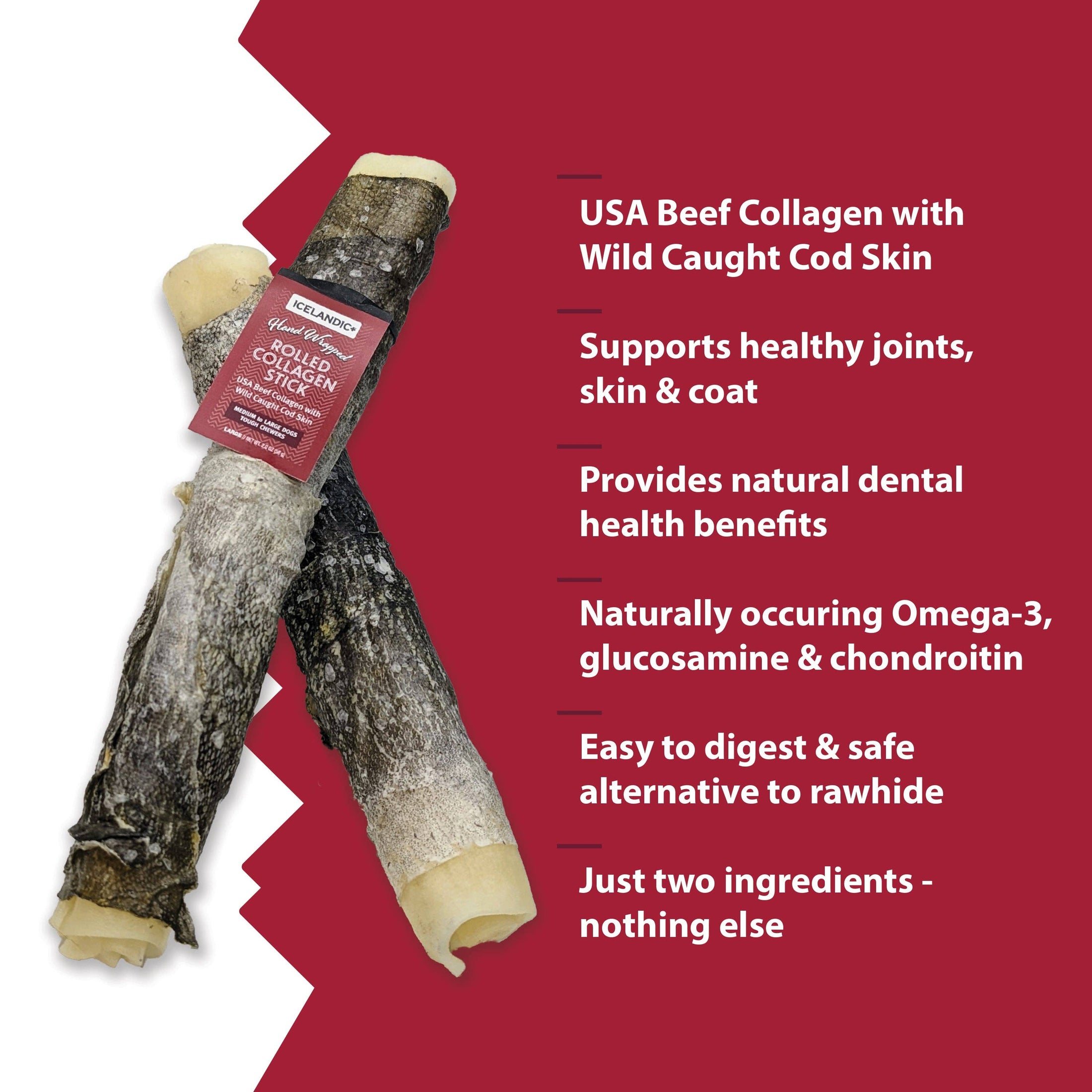 Rolled Beef Collagen Wrapped With Cod Skin 8" Chew Stick