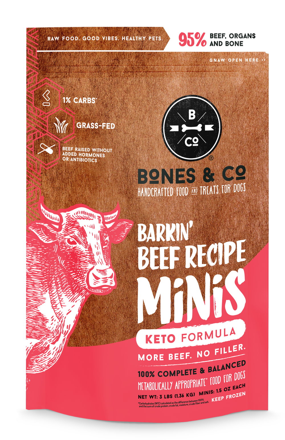 Bones & Co Frozen Raw Dog Food - Beef