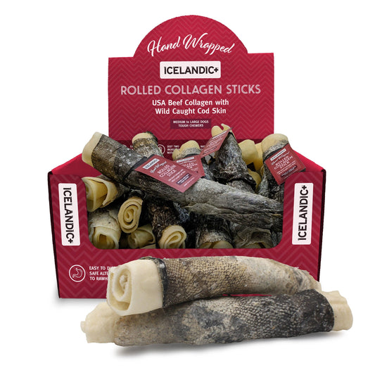 Rolled Beef Collagen Wrapped With Cod Skin 8" Chew Stick