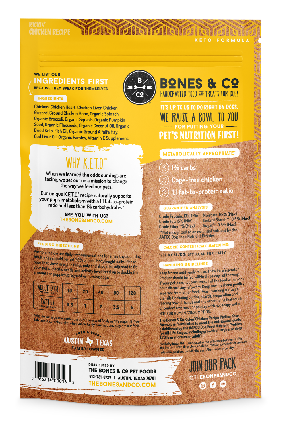 Bones & Co Frozen Raw Dog Food - Chicken