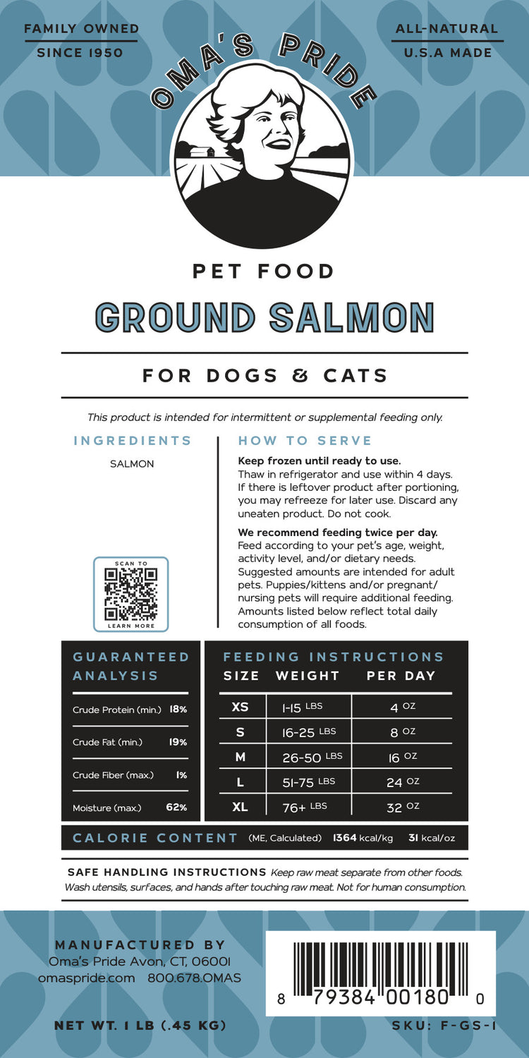 Oma's Pride Frozen Raw Salmon Grind
